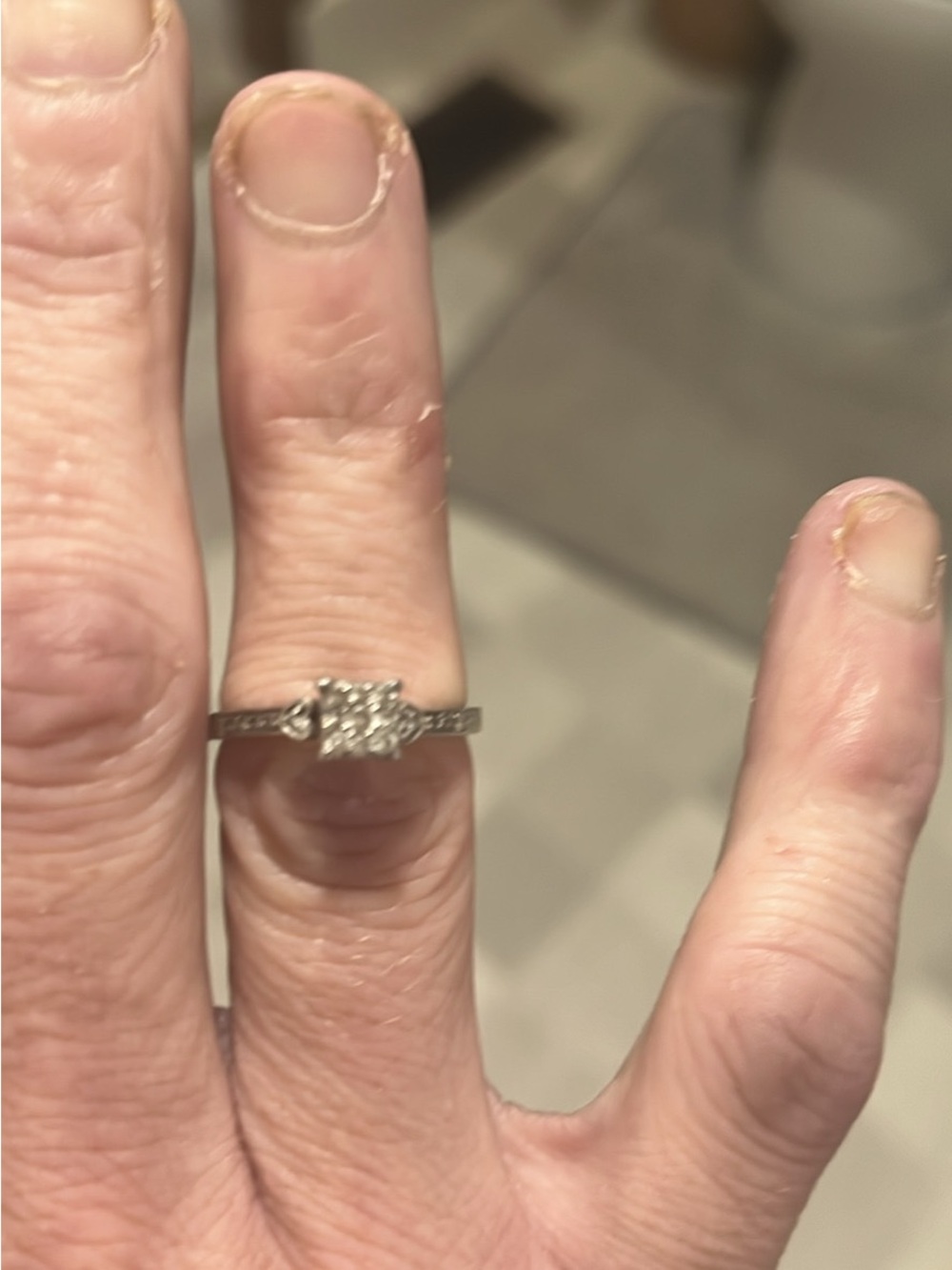Silver Crystal Cluster Engagement Ring - Silver